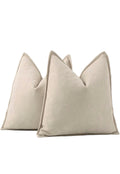 Ivory Herringbone Chenille Covers - Pair